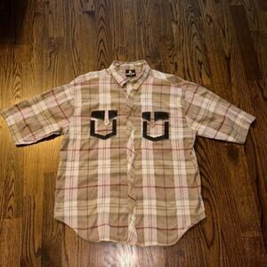 Red Ape Men’s Multicolor Plaid Short Sleeve Button Front Shirt Size 3X